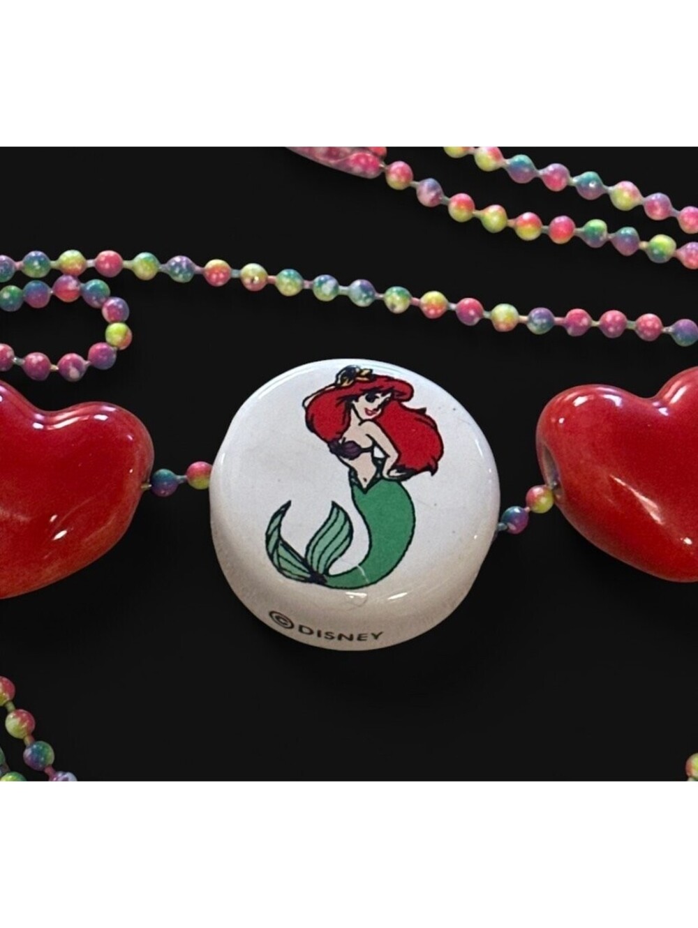 Vintage 90s Disney Little Mermaid Ceramic Necklace